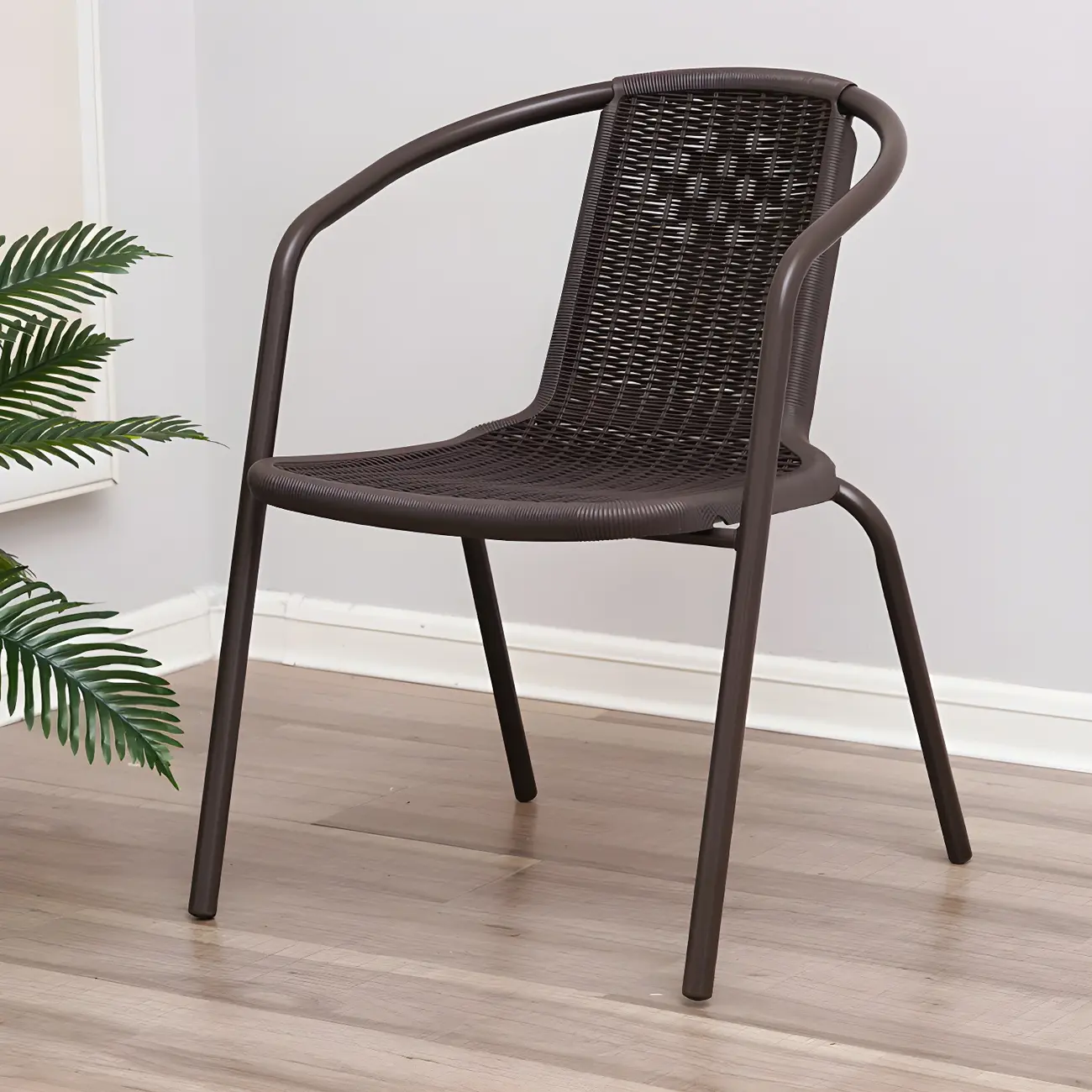 4/8 Piece Traditional Metal Outdoor Stackable Dining Chair Image - 1 | homeyfad
