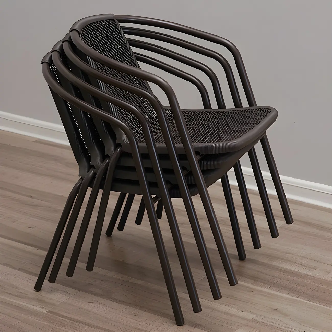 4/8 Piece Traditional Metal Outdoor Stackable Dining Chair Image - 2 | homeyfad