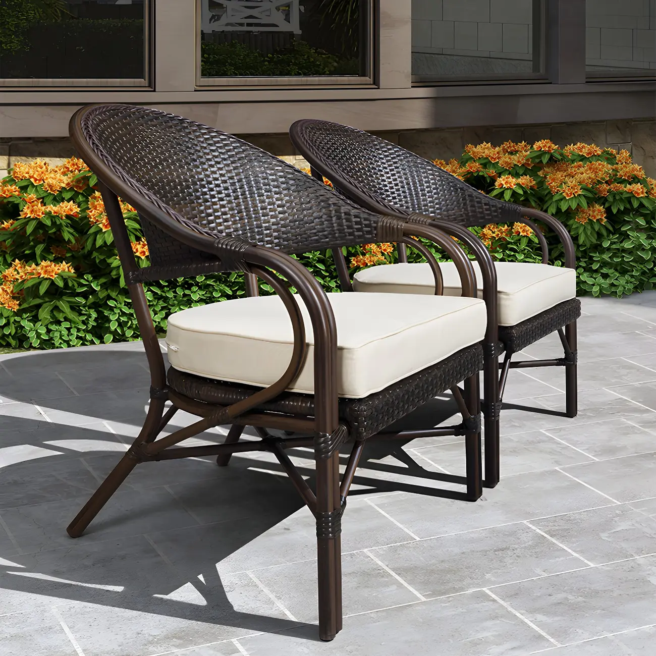 Rust-proof Modern Garden Wicker Patio Sofa in Brown Image - 2 | homeyfad
