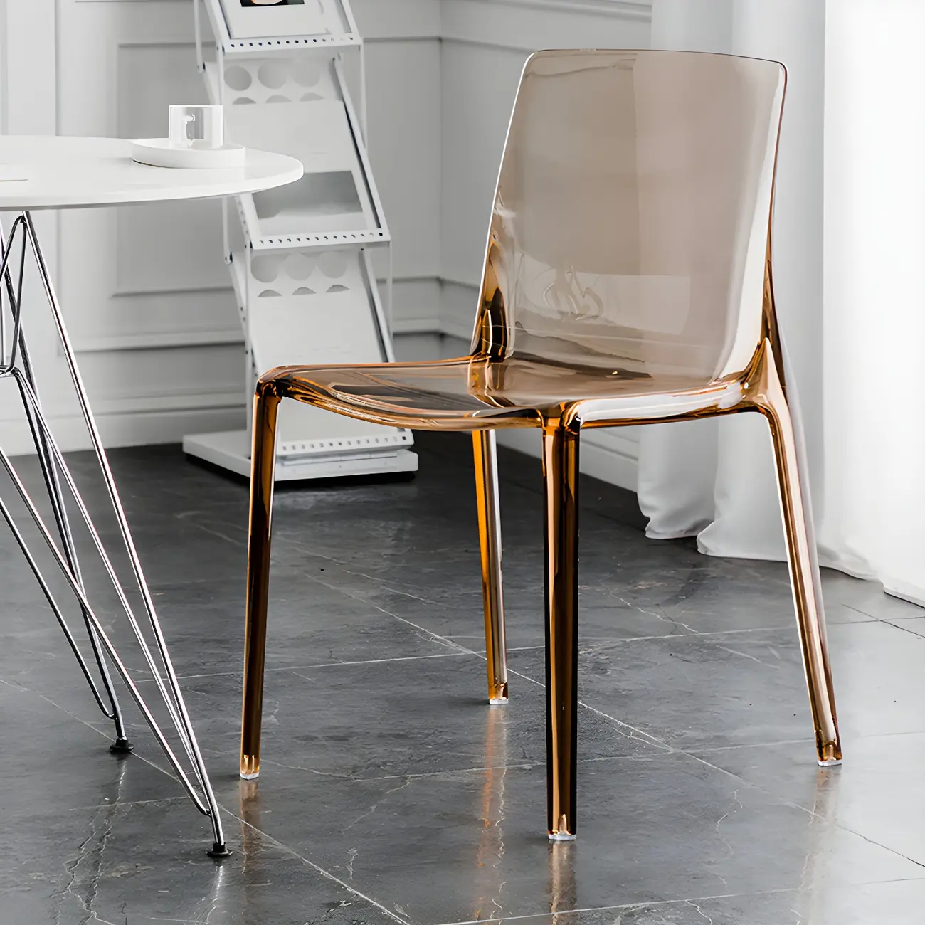 Amber Acrylic 	Armless Low Back Dining Chair Image - 1 | homeyfad