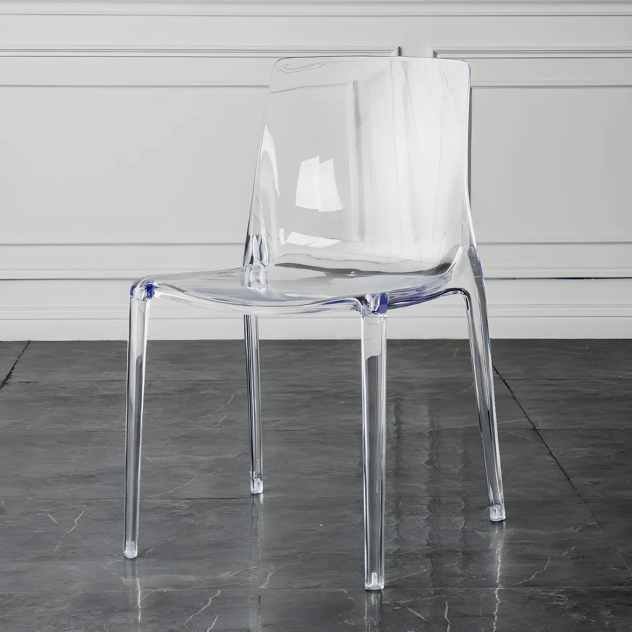 Amber Acrylic 	Armless Low Back Dining Chair Image - 2 | homeyfad