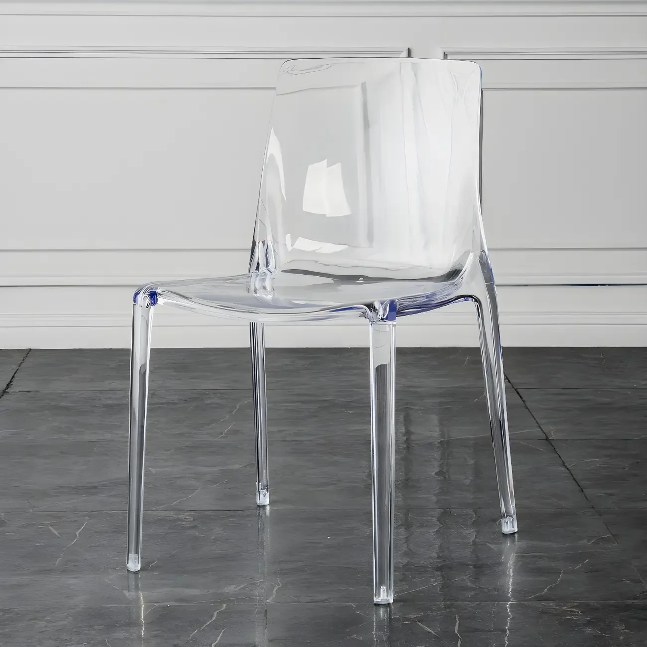 Amber Acrylic 	Armless Low Back Dining Chair Image - 2