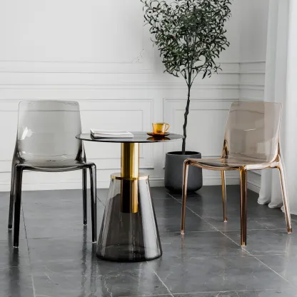 Amber Acrylic 	Armless Low Back Dining Chair Image - 3