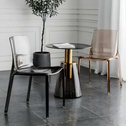 Amber Acrylic 	Armless Low Back Dining Chair Image - 6