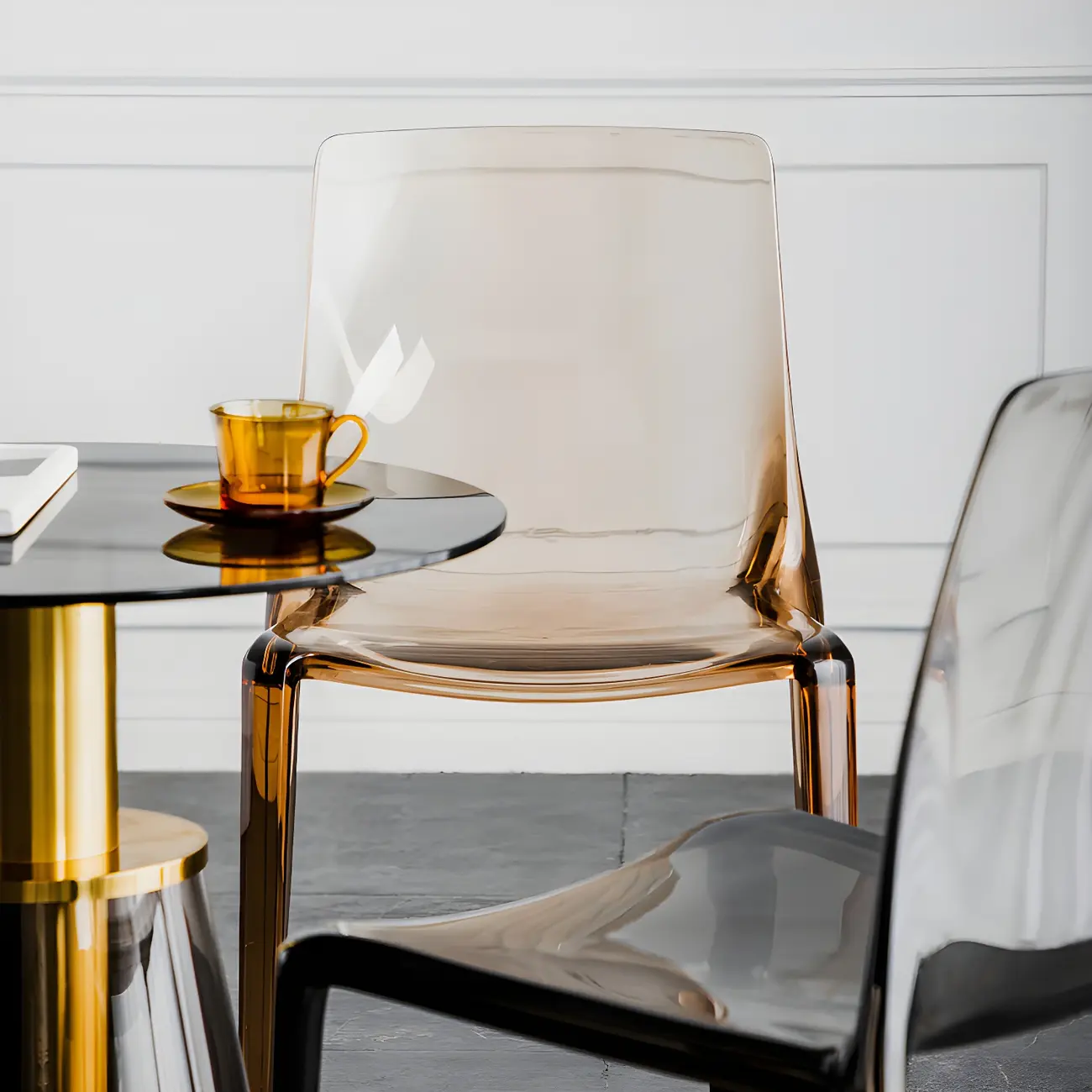 Amber Acrylic 	Armless Low Back Dining Chair Image - 8 | homeyfad