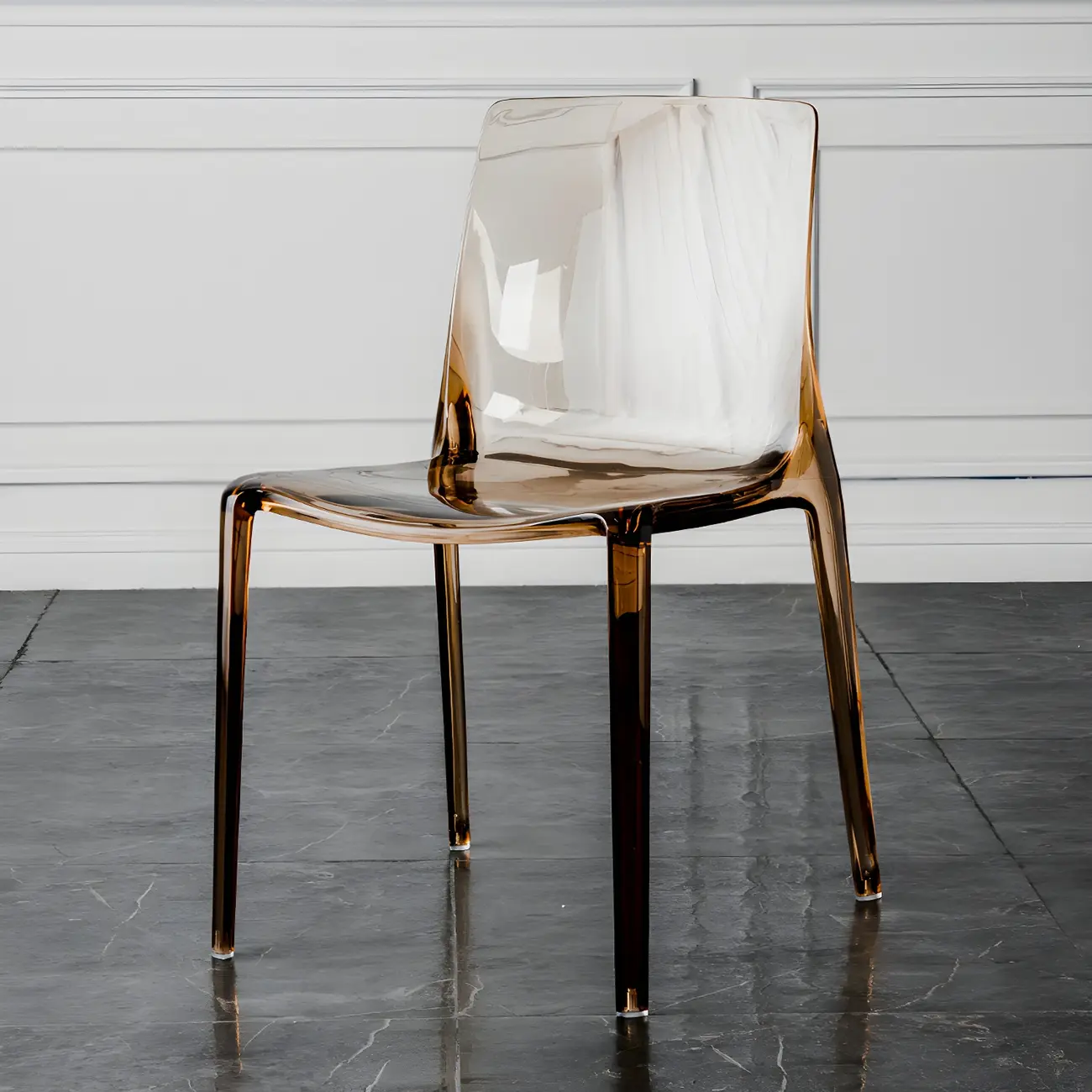 Amber Acrylic 	Armless Low Back Dining Chair Image - 11 | homeyfad