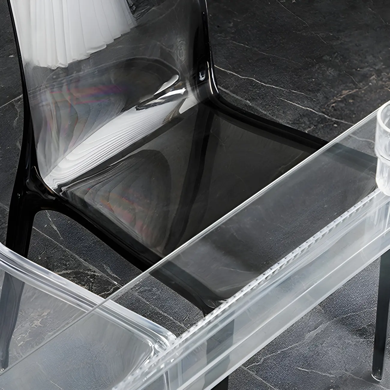 Amber Acrylic 	Armless Low Back Dining Chair Image - 14 | homeyfad