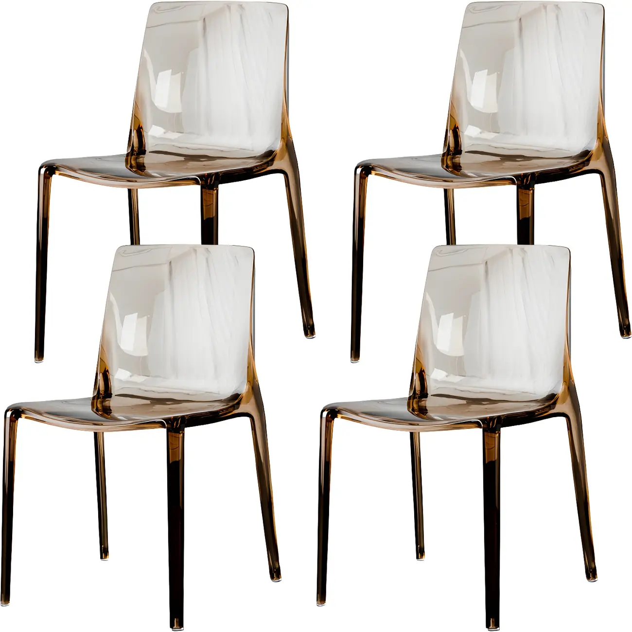 Amber Acrylic 	Armless Low Back Dining Chair Image - 15 | homeyfad