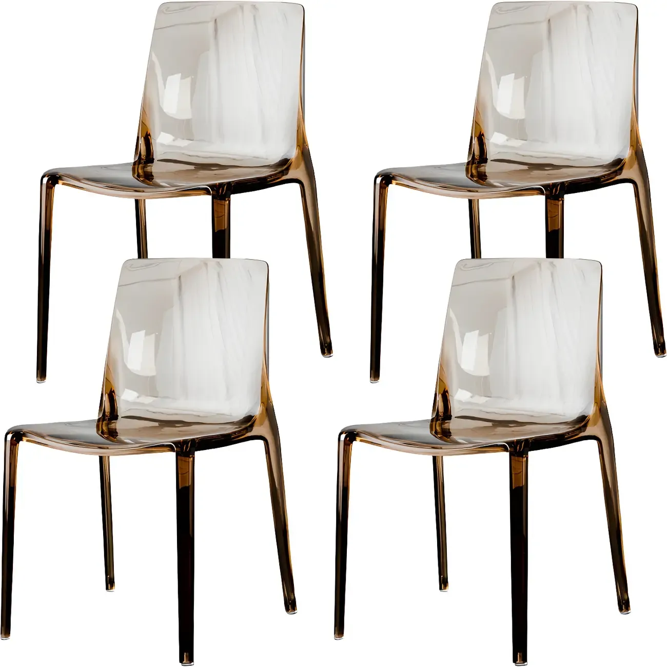 Amber Acrylic 	Armless Low Back Dining Chair Image - 15