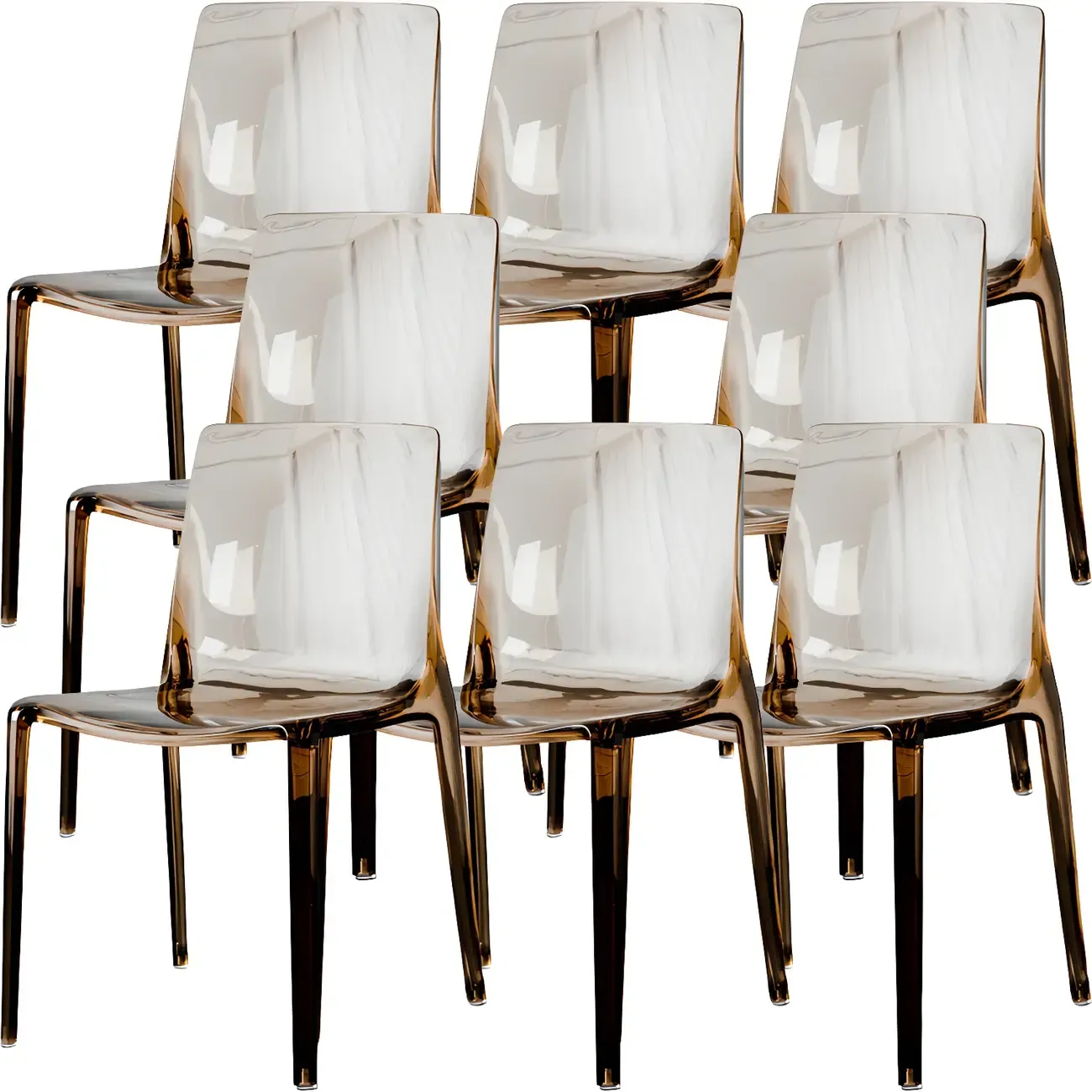 Amber Acrylic 	Armless Low Back Dining Chair Image - 20