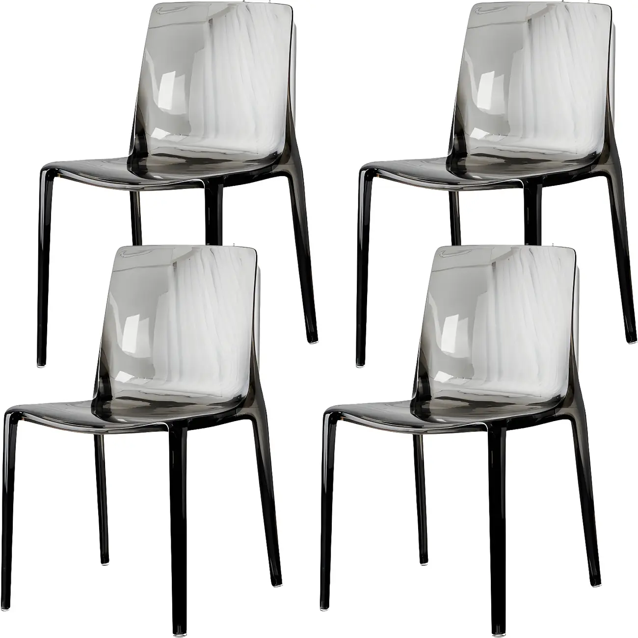 Amber Acrylic 	Armless Low Back Dining Chair Image - 23 | homeyfad