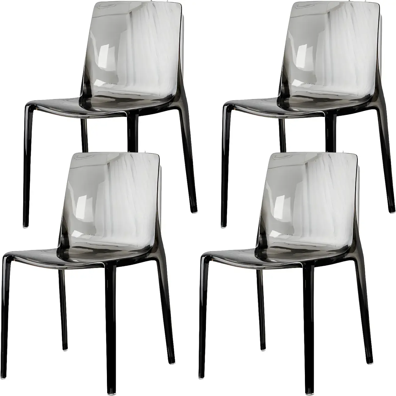 Amber Acrylic 	Armless Low Back Dining Chair Image - 23