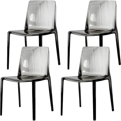 Amber Acrylic 	Armless Low Back Dining Chair Image - 23