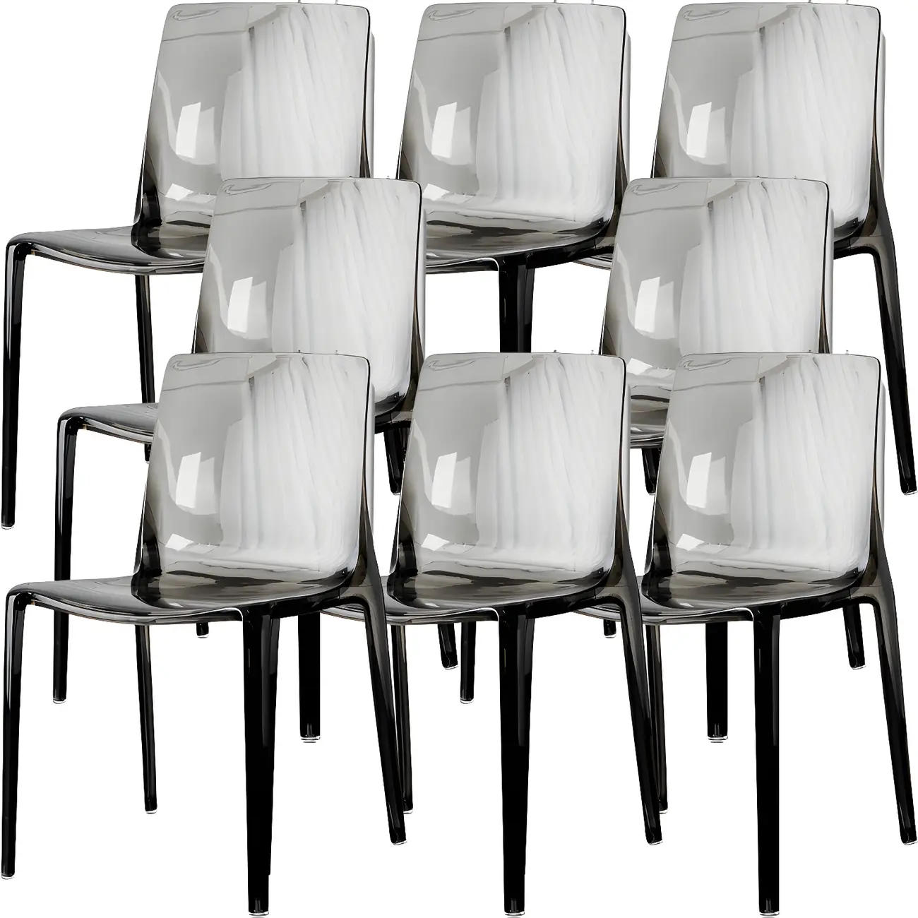 Amber Acrylic 	Armless Low Back Dining Chair Image - 25 | homeyfad