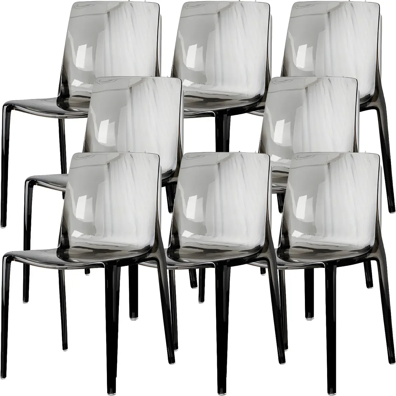 Amber Acrylic 	Armless Low Back Dining Chair Image - 25