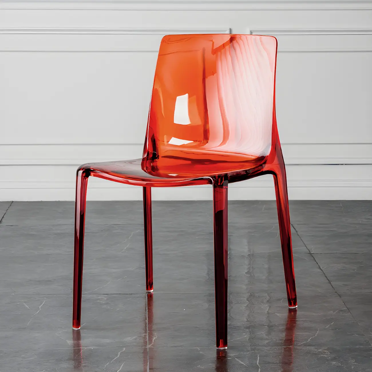Amber Acrylic 	Armless Low Back Dining Chair Image - 26 | homeyfad