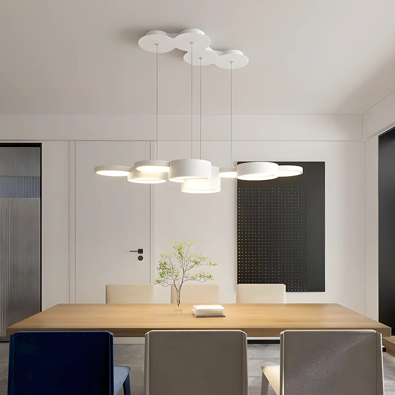 6/8-Light Modern White LED Pendant Light for Kitchen Image - 3 | homeyfad