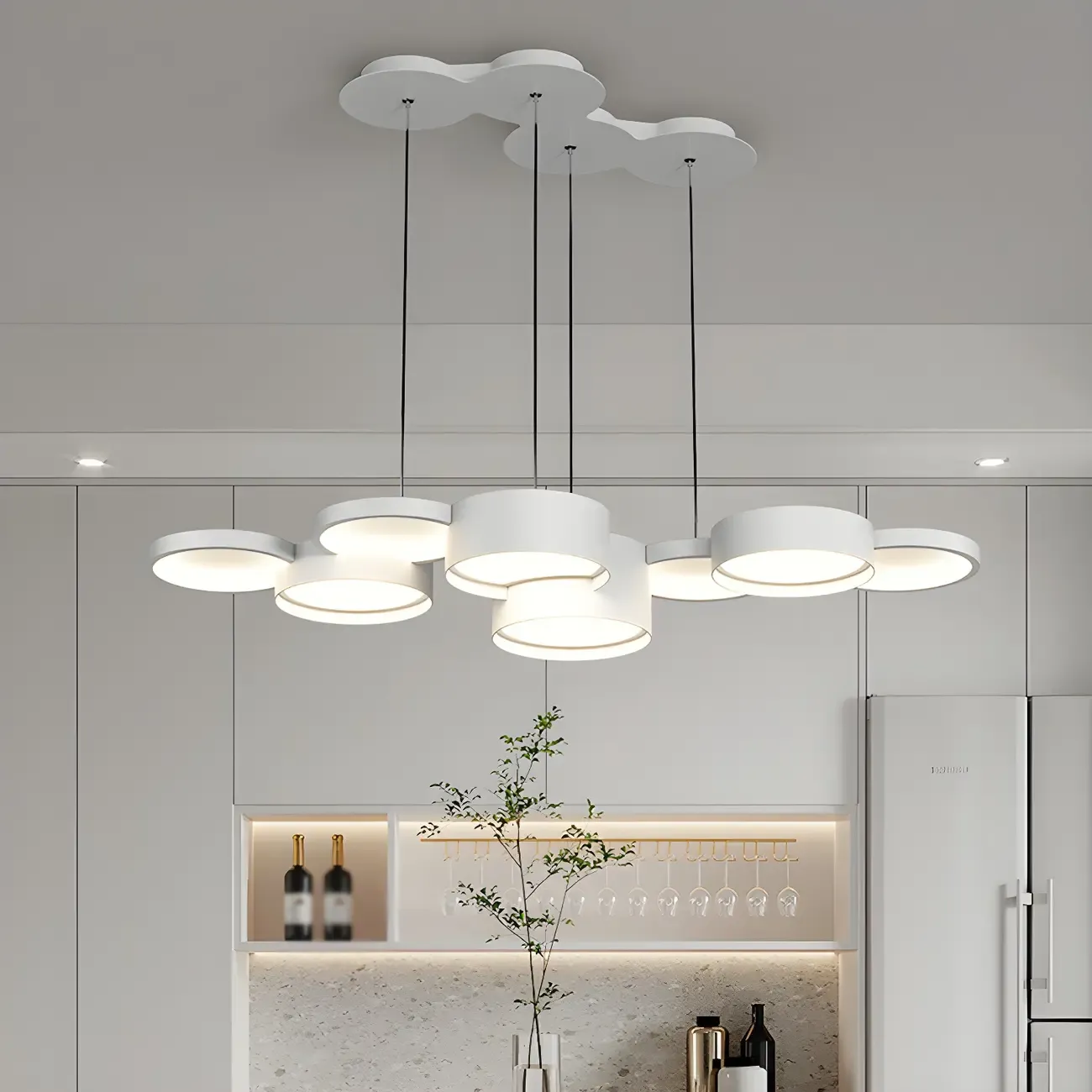 6/8-Light Modern White LED Pendant Light for Kitchen Image - 7