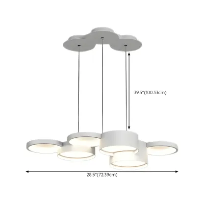 6/8-Light Modern White LED Pendant Light for Kitchen #size