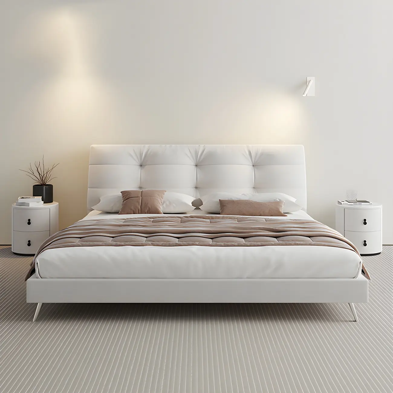 Glam Rectangular Upholstered Bed Frame in Solid Color Image - 2 | homeyfad