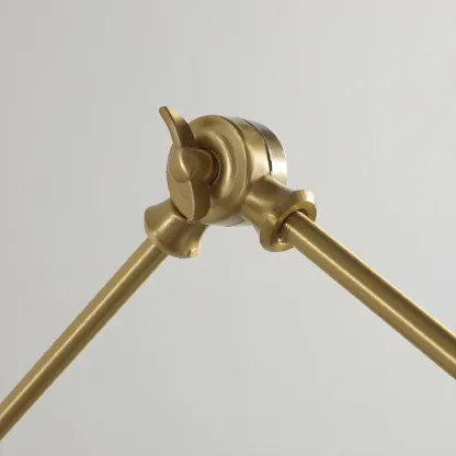 Vintage Wood Base Brass Metal Swing Arm Wall Light Image - 18