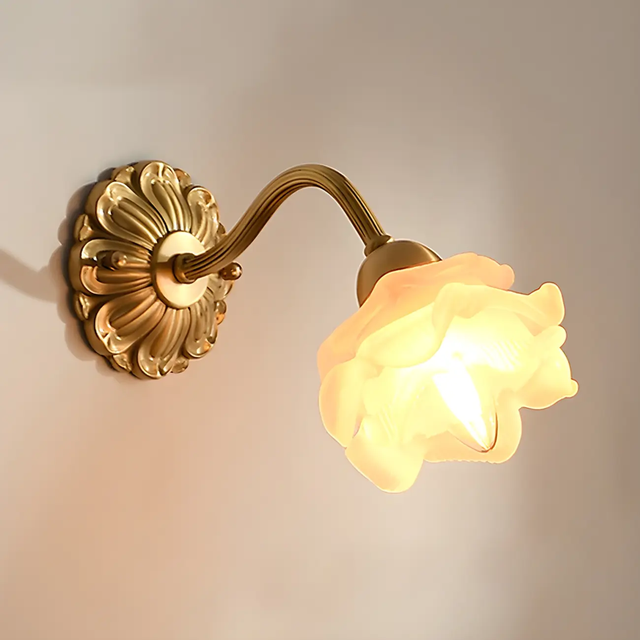 Vintage White Flower Glass Wall Sconce for Bedroom Decor | homeyfad