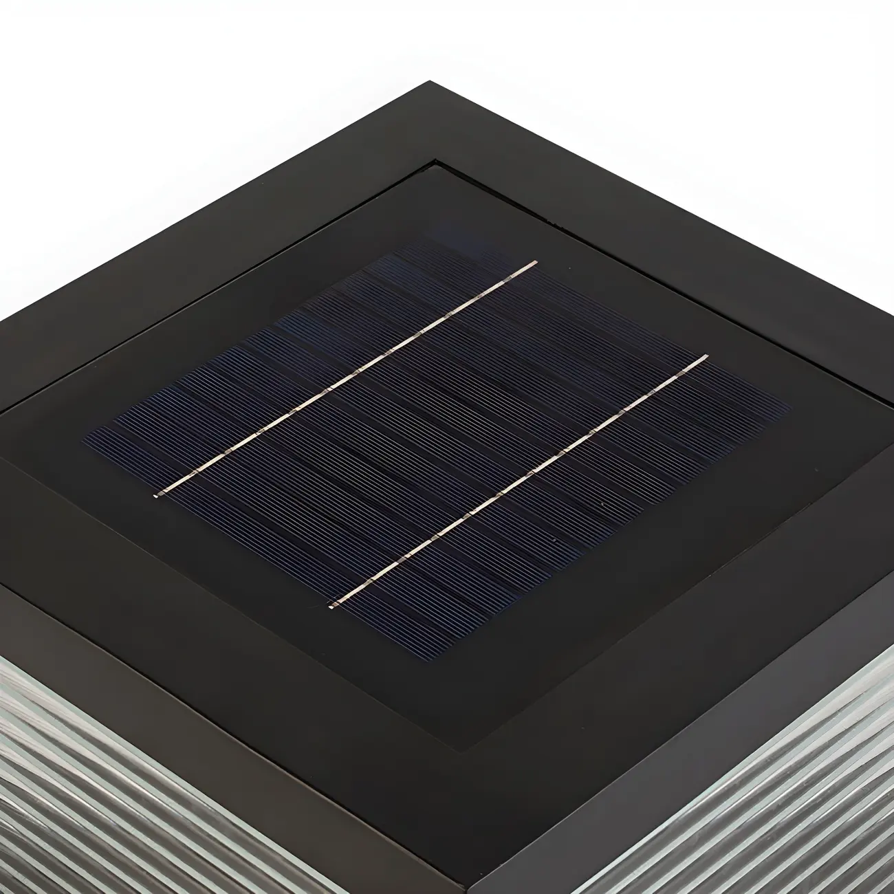 Solar Black Corrugated Glass Square Post Cap Light Image - 6 | homeyfad