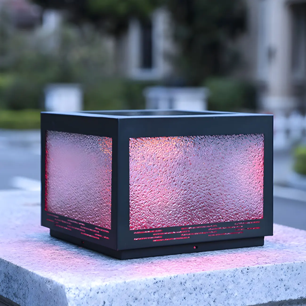 Solar Black Corrugated Glass Square Post Cap Light Image - 9 | homeyfad