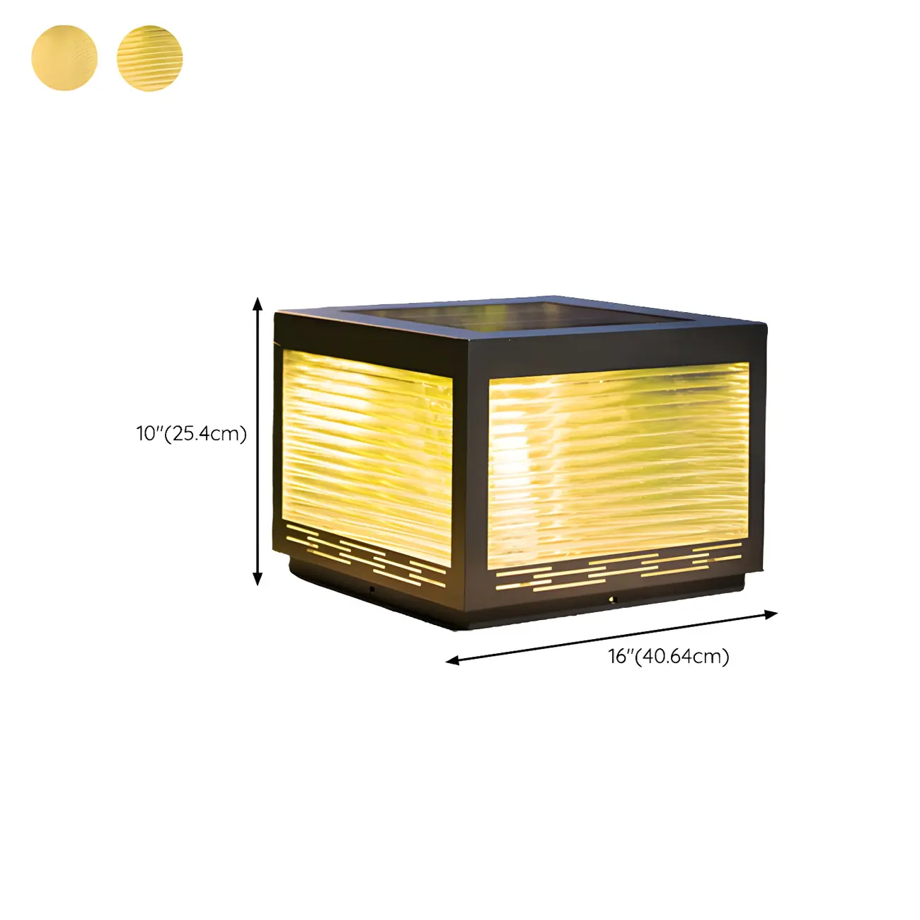Solar Black Corrugated Glass Square Post Cap Light Image - 12 | homeyfad
