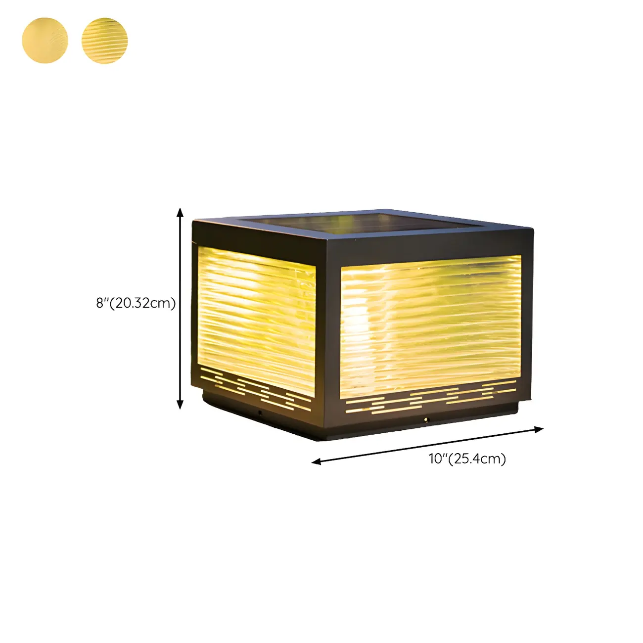 Solar Black Corrugated Glass Square Post Cap Light Image - 14 | homeyfad