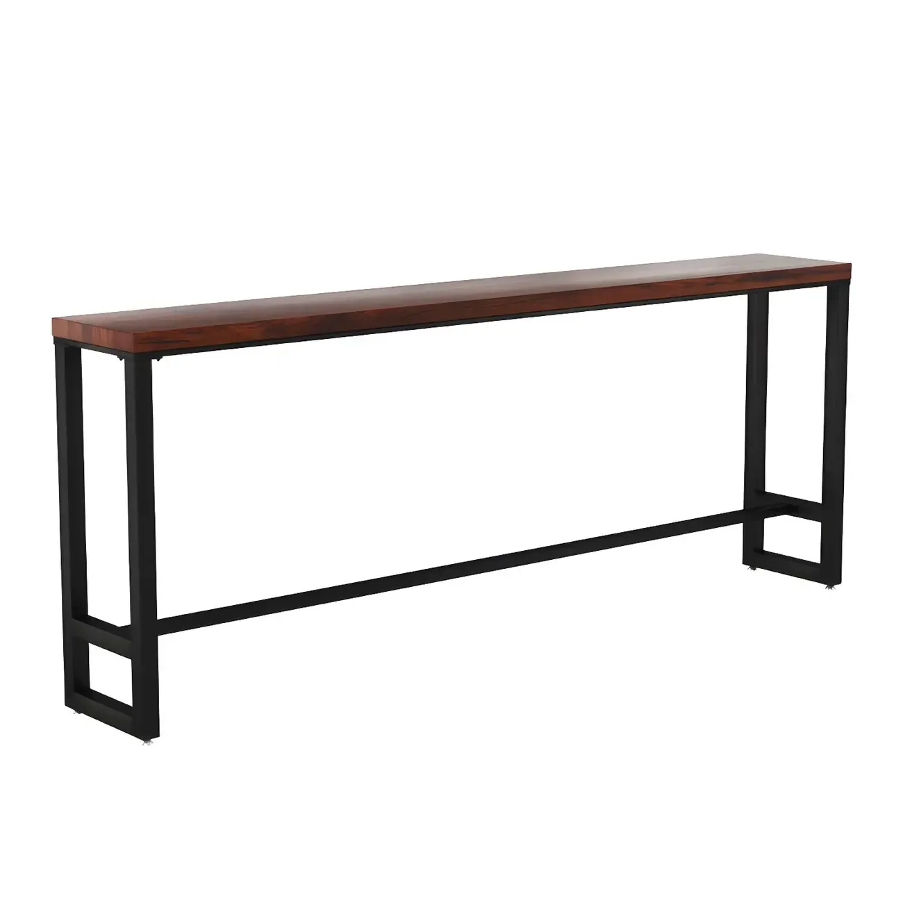 Rectangle Brown Wooden Bar Table With Footrest Image - 2