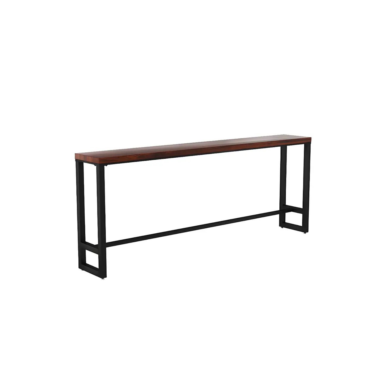 Rectangle Brown Wooden Bar Table With Footrest Image - 6 | homeyfad