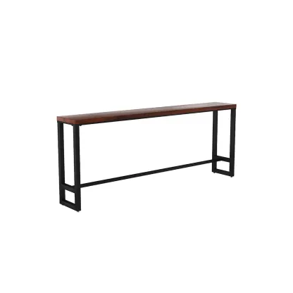 Rectangle Brown Wooden Bar Table With Footrest Image - 6