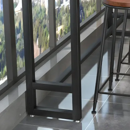 Rectangle Brown Wooden Bar Table With Footrest Image - 8