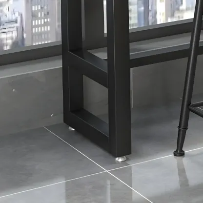 Rectangle Brown Wooden Bar Table With Footrest Image - 9