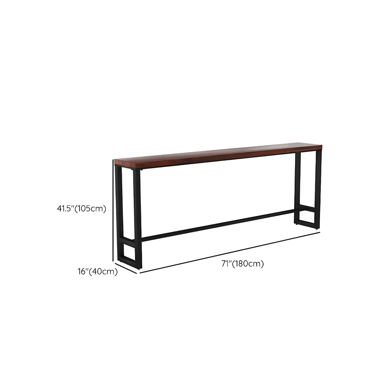 Rectangle Brown Wooden Bar Table With Footrest Image - 14