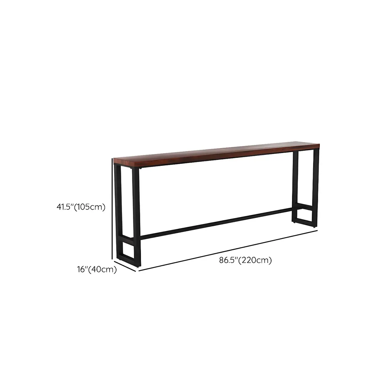 Rectangle Brown Wooden Bar Table With Footrest Image - 16