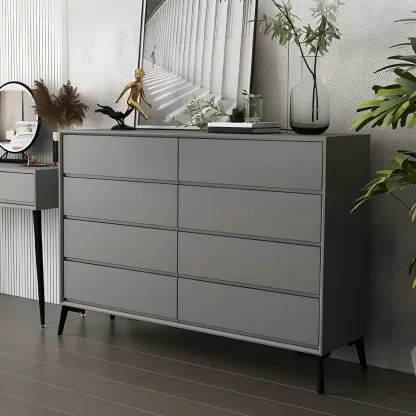 Minimalist Light Gray Wooden Dresser with Drawers Storage Image - 1
