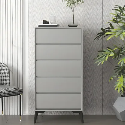 Minimalist Light Gray Wooden Dresser with Drawers Storage Image - 5