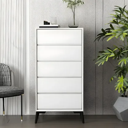 Minimalist Light Gray Wooden Dresser with Drawers Storage Image - 7