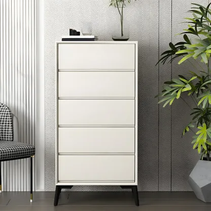Minimalist Light Gray Wooden Dresser with Drawers Storage Image - 8
