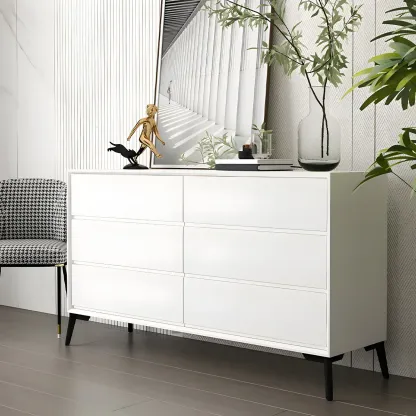 Minimalist Light Gray Wooden Dresser with Drawers Storage Image - 9