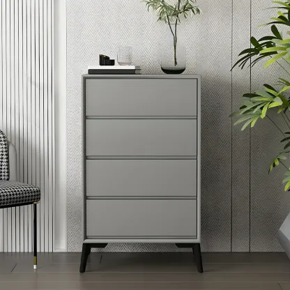 Minimalist Light Gray Wooden Dresser with Drawers Storage Image - 10