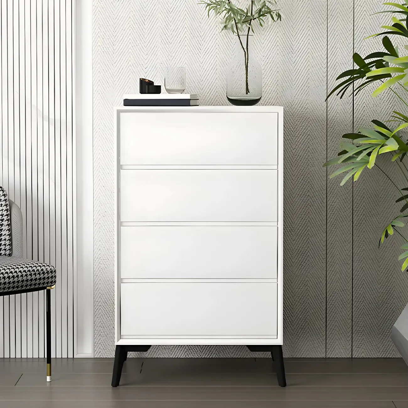 Minimalist Light Gray Wooden Dresser with Drawers Storage Image - 13