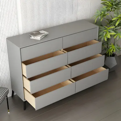 Minimalist Light Gray Wooden Dresser with Drawers Storage Image - 18