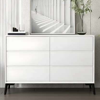 Minimalist Light Gray Wooden Dresser with Drawers Storage Image - 19