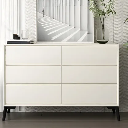 Minimalist Light Gray Wooden Dresser with Drawers Storage Image - 21