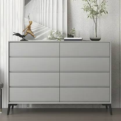 Minimalist Light Gray Wooden Dresser with Drawers Storage Image - 3
