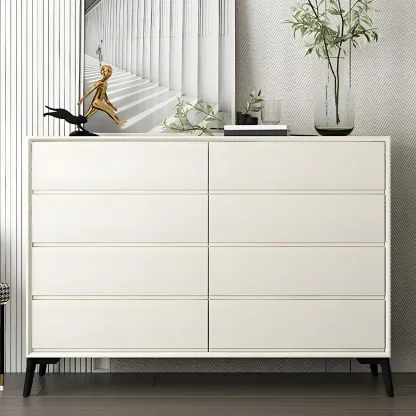 Minimalist Light Gray Wooden Dresser with Drawers Storage Image - 24