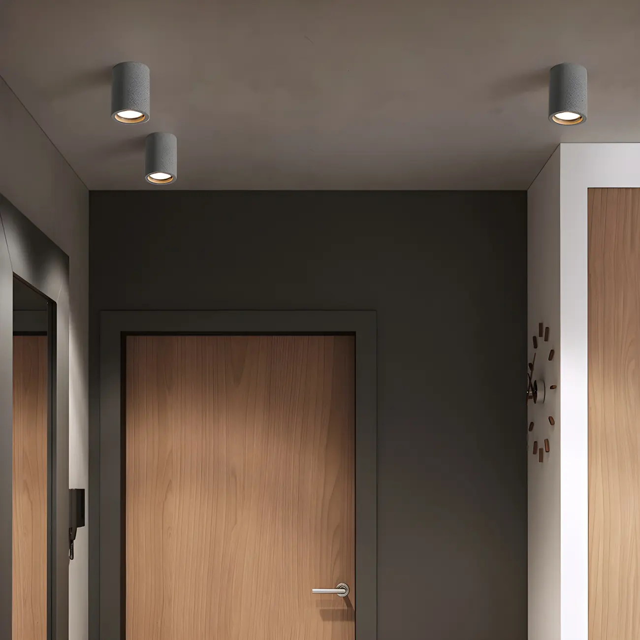Small Size Grey Stone Cylinder Flush Mount Ceiling Light Image - 2 | homeyfad